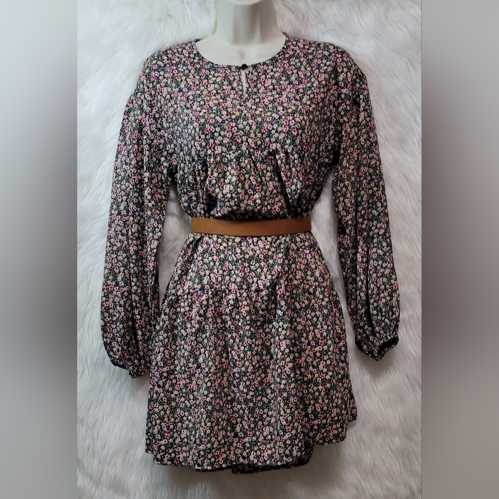 Vero Moda Womens Mini Prairie Flowy Ruffle Floral Smocked Spring Romantic XS